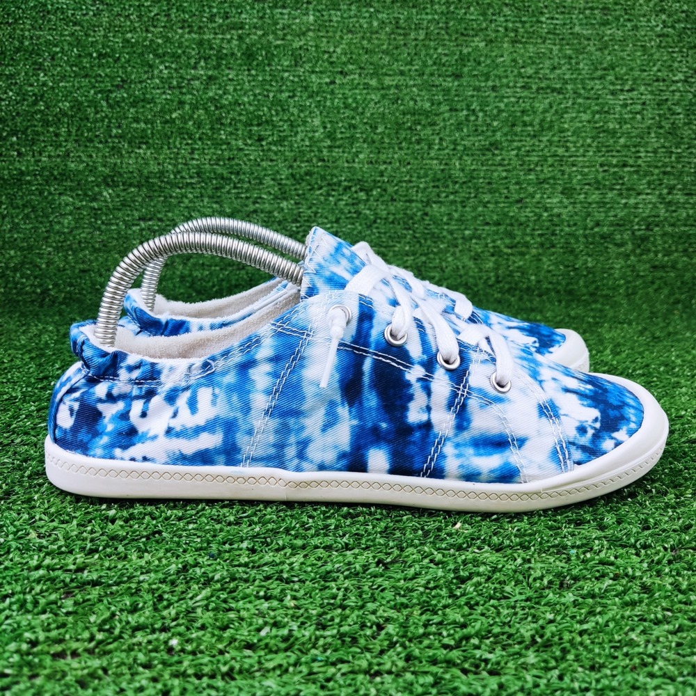 Time and Tru Sneakers Womens 8.5 Blue Tie Dye Low Top Canvas Memory Foam Comfort